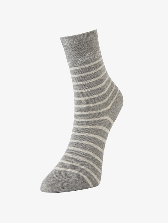 2er Pack Socken mit Logo-Schrift - Frauen - light grey melange - 1 - TOM TAILOR