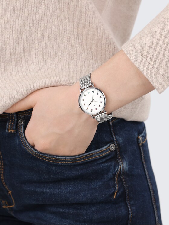 Montre-bracelet en acier inoxydable argenté avec 31,9 mm par Women, silver