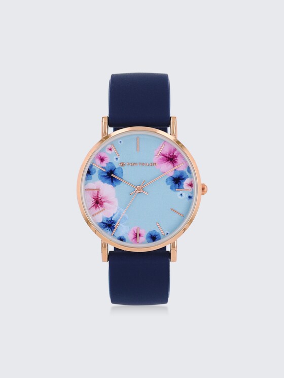 Armbanduhr Blume Roségold, Ziffernblatt blau mit 36mm von Women, rose gold