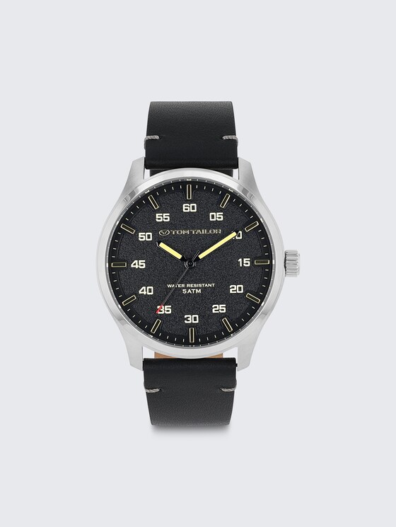 Armbanduhr silber, Ziffernblatt schwarz mit 40mm von Men, silver