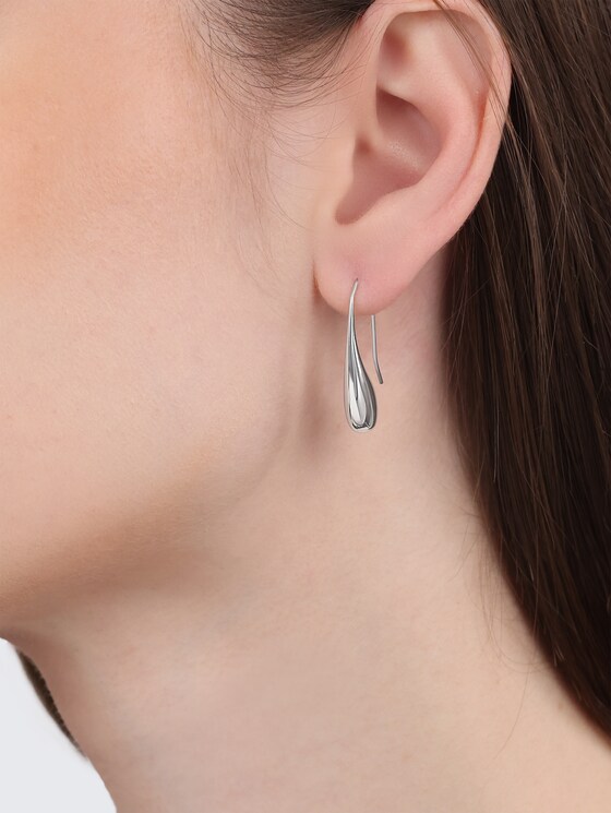 Boucles d'oreilles à tirette en acier inoxydable argenté par Women, silver
