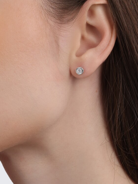 Clous d'oreilles en argent 925 | Pierre zircone blanche par Women, silver