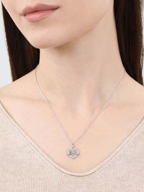 Necklace with pendant 925 silver | Stone white zirconia by Women, silver