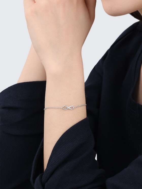 Bracelet Infinity en argent 925 | Pierre zircone blanche par Women, silver