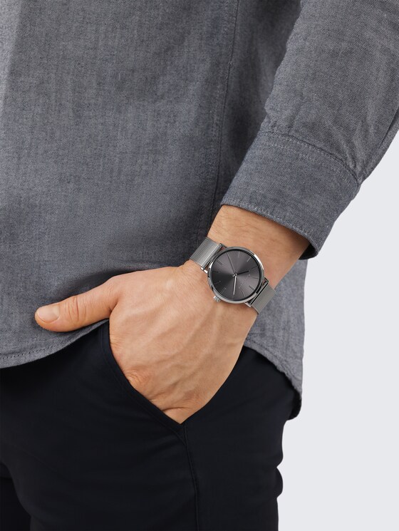 Armbanduhr aus Edelstahl silber mit 40mm von Men, silver