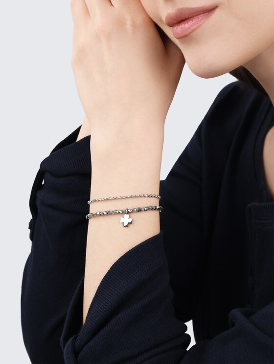 Bracelet à maillons cœur en acier inoxydable argenté par Women, silver