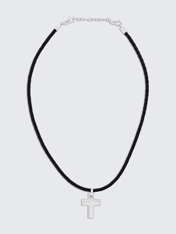 Halskette mit Kreuz Anhänger aus Edelstahl silber von Men, silver