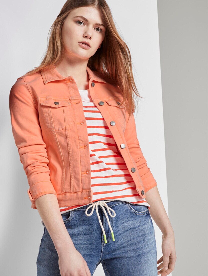 orange colour denim jacket