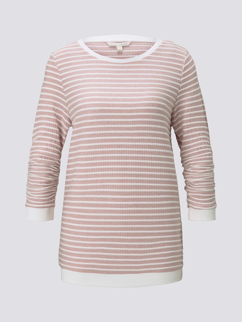 Gestreiftes Jacquard Sweatshirt (rosa) - von TOM TAILOR Denim