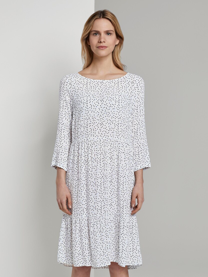 Gepunktetes Kleid mit Volants (weiß) - von TOM TAILOR