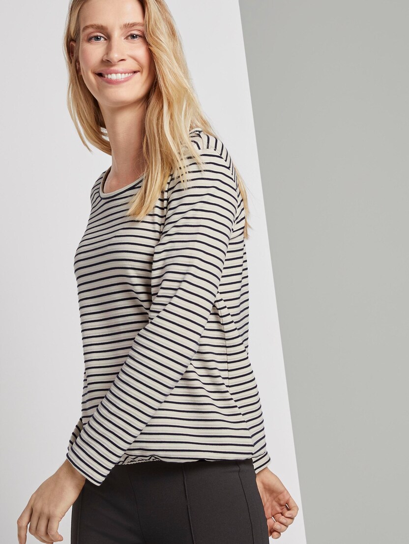 Gestreiftes Langarmshirt (weiß) - von TOM TAILOR