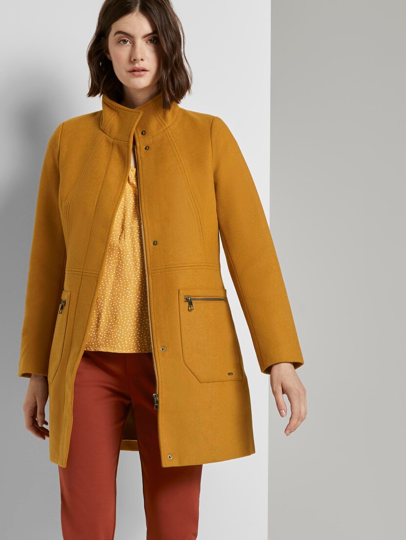 Tom Tailor Wollmantel mit Reißverschlusstaschen orange Tom Tailor Wollmantel mit Reißverschlusstaschen orange
