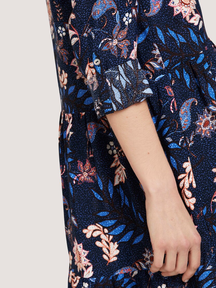 Gemustertes Blusenkleid mit Volants (blau) - von TOM TAILOR