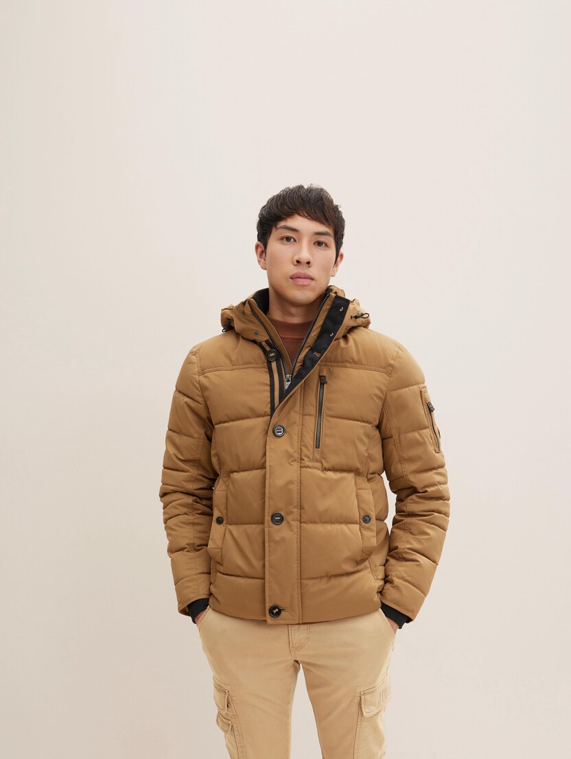 tom tailor denim hooded quilted jacket
