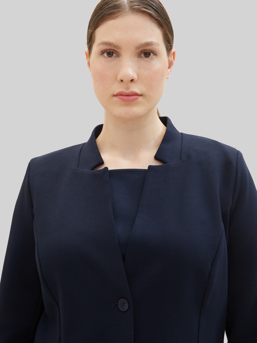 TOM TAILOR Blazer Court Femme – Mélange Doux, Poches Plaqué, Coupe Décontractée Moderne, Idéal Printemps/Été/Automne