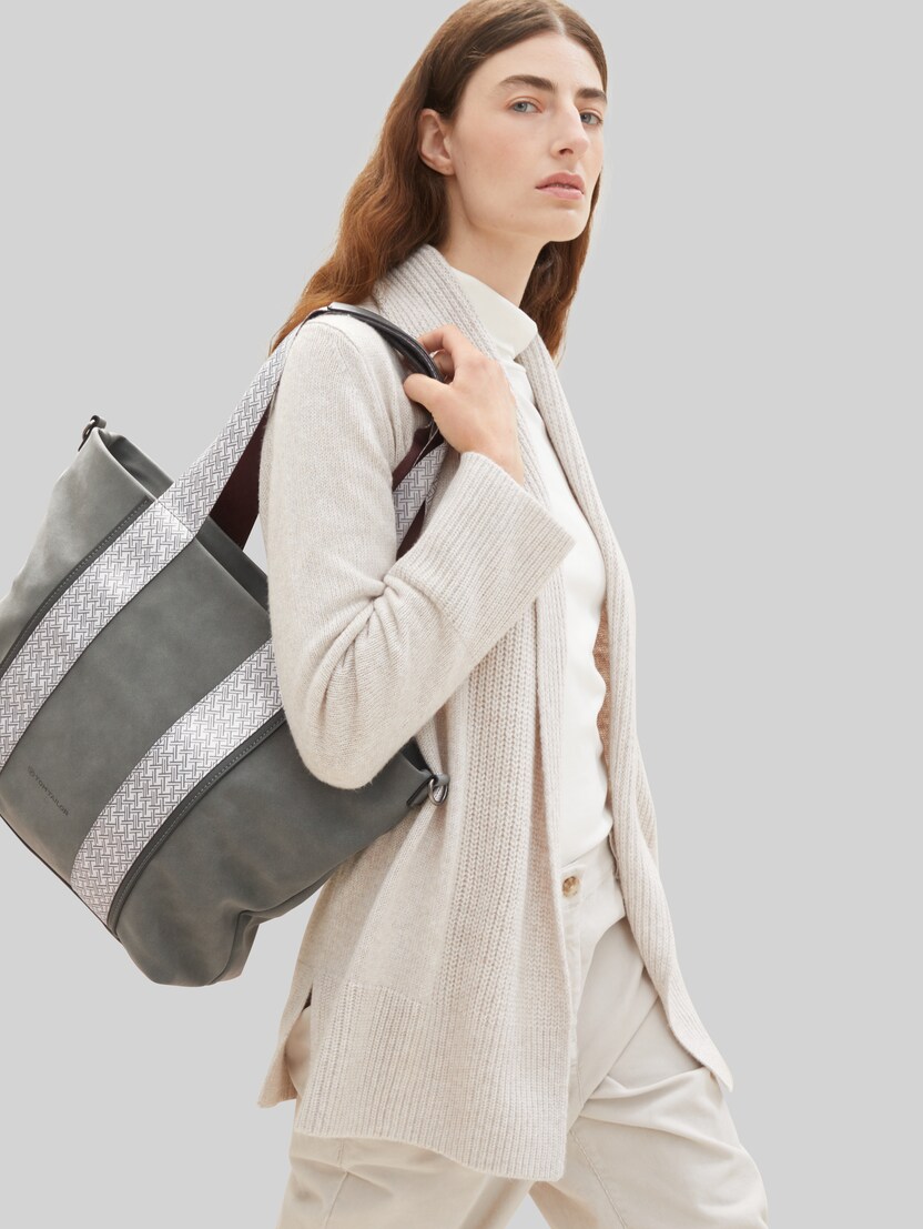 TOM TAILOR Zena Shopper Uomo: Borsa Sportiva In Similpelle E Tessuto, Capiente E Pratica. Perfetta Per Il Lavoro O Il Tempo Libero.