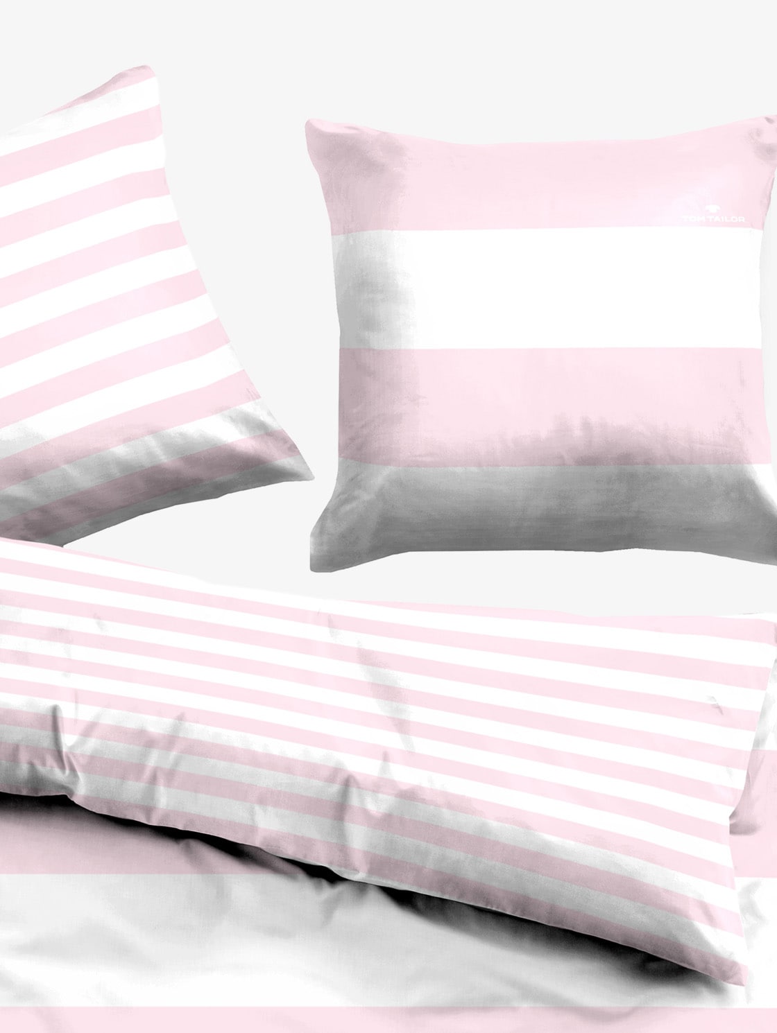 Linge de lit rayé à motifs - rose