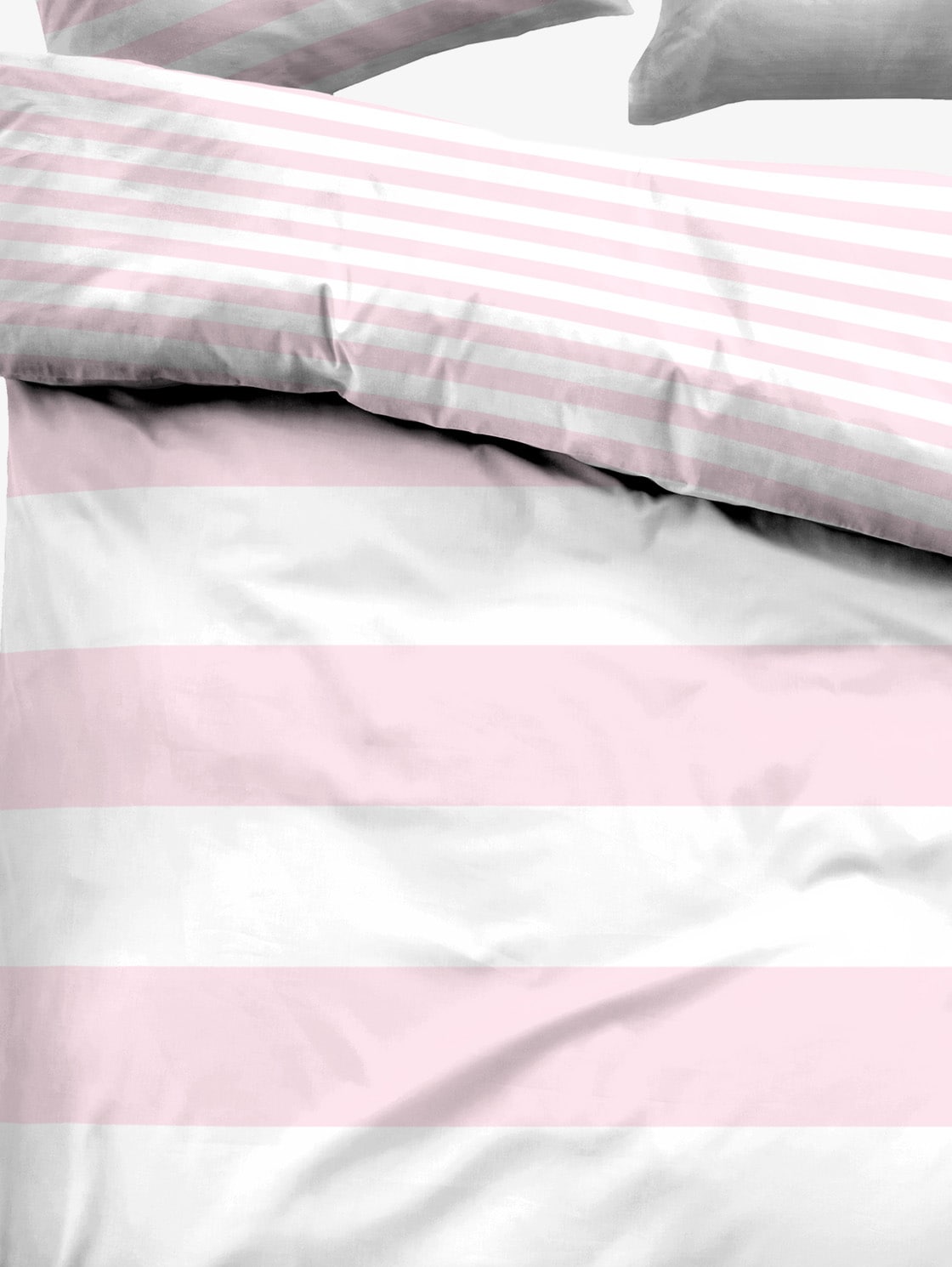 Linge de lit rayé à motifs - rose