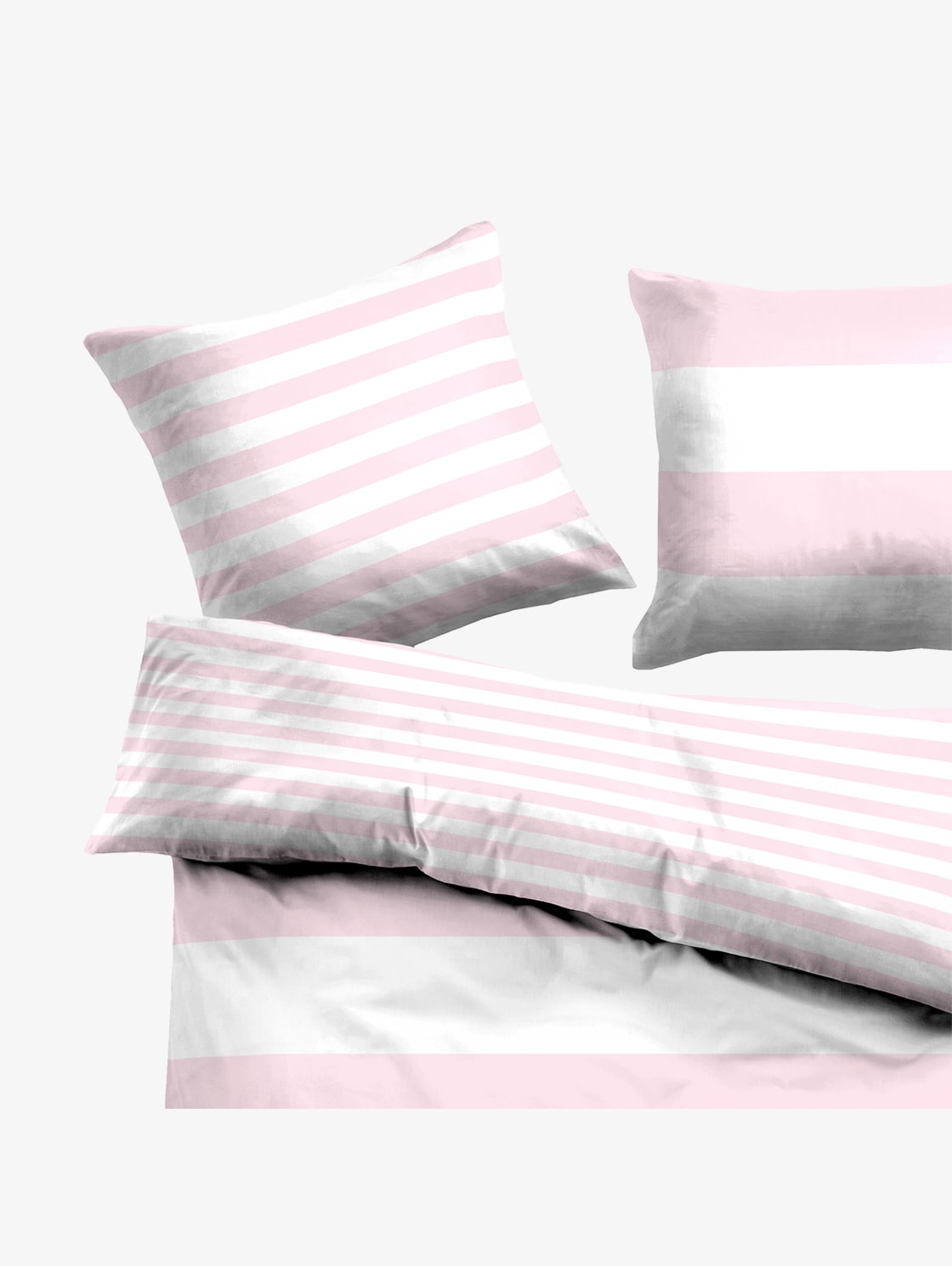 Linge de lit rayé à motifs - rose