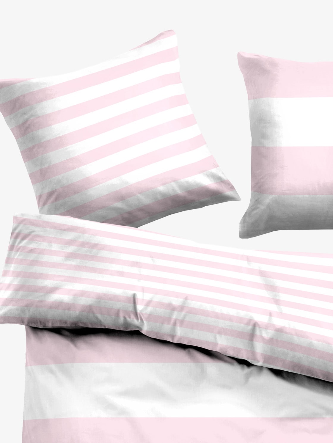 Linge de lit rayé à motifs - rose