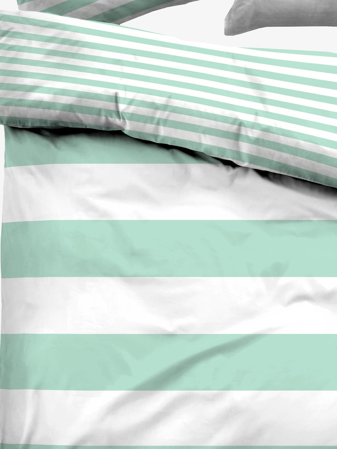 gestreifte Wende-Bettwäsche - mint