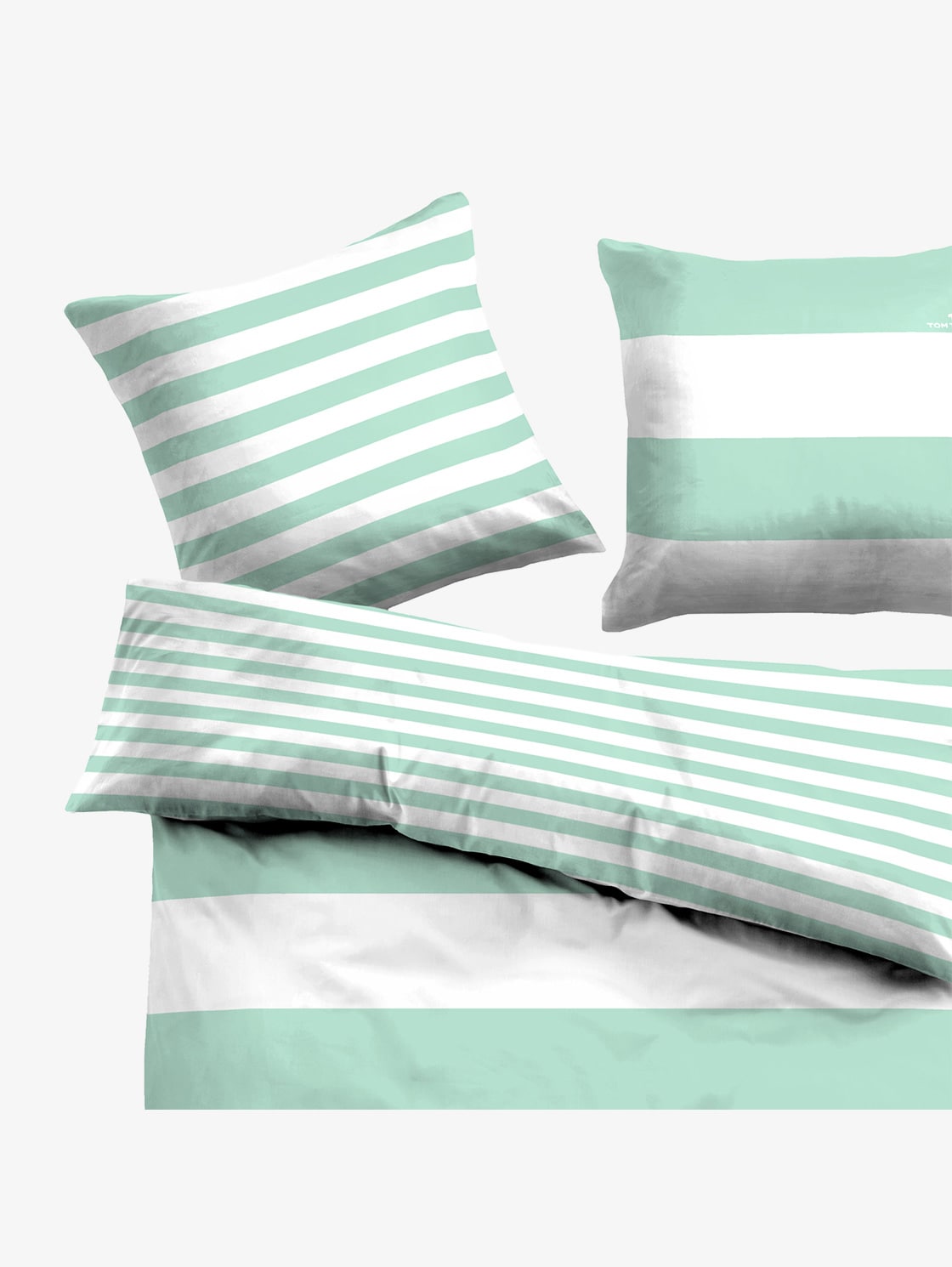 gestreifte Wende-Bettwäsche - mint