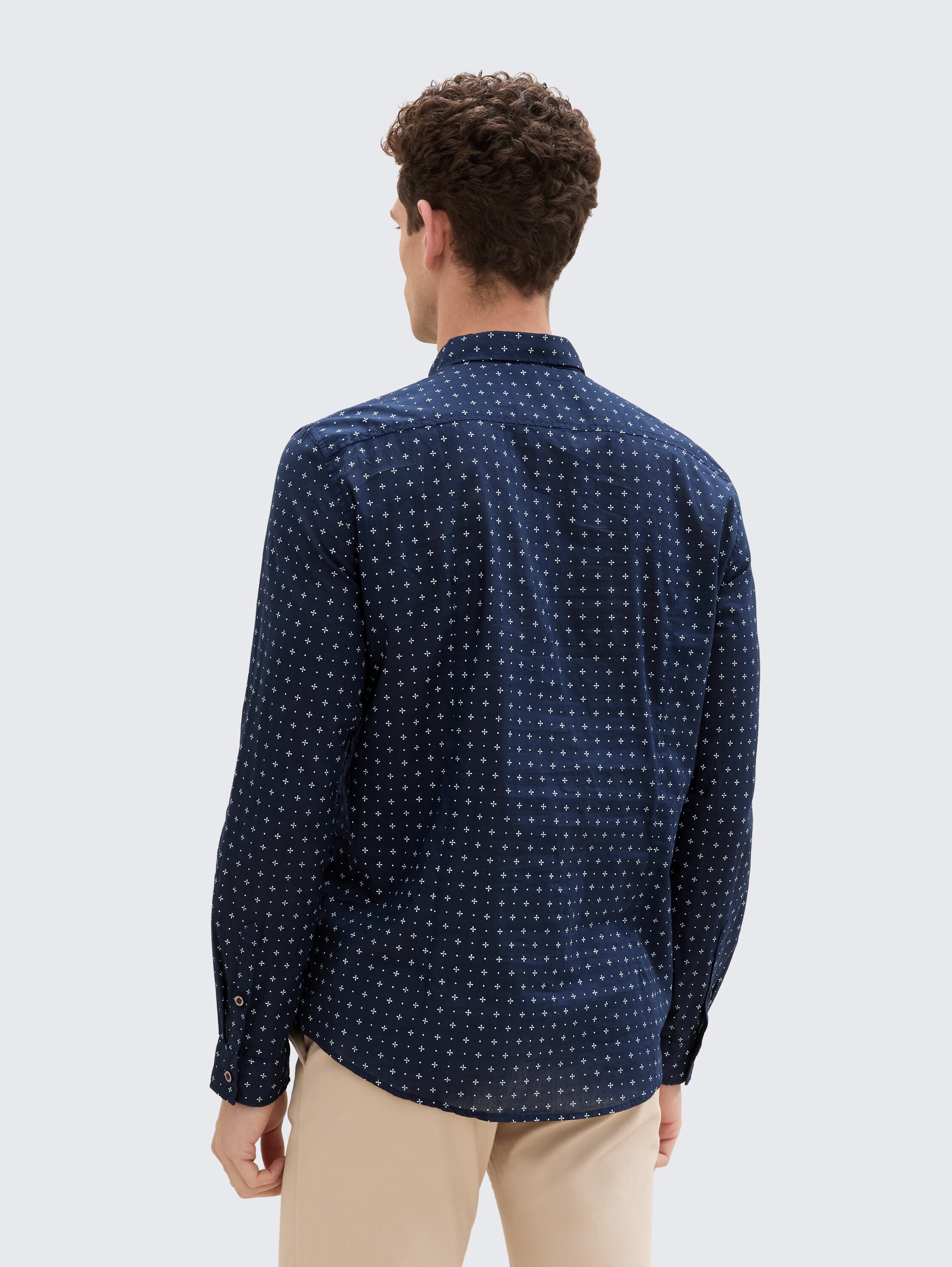 Slim fit cotton shirt - blue_minimal_aop - 