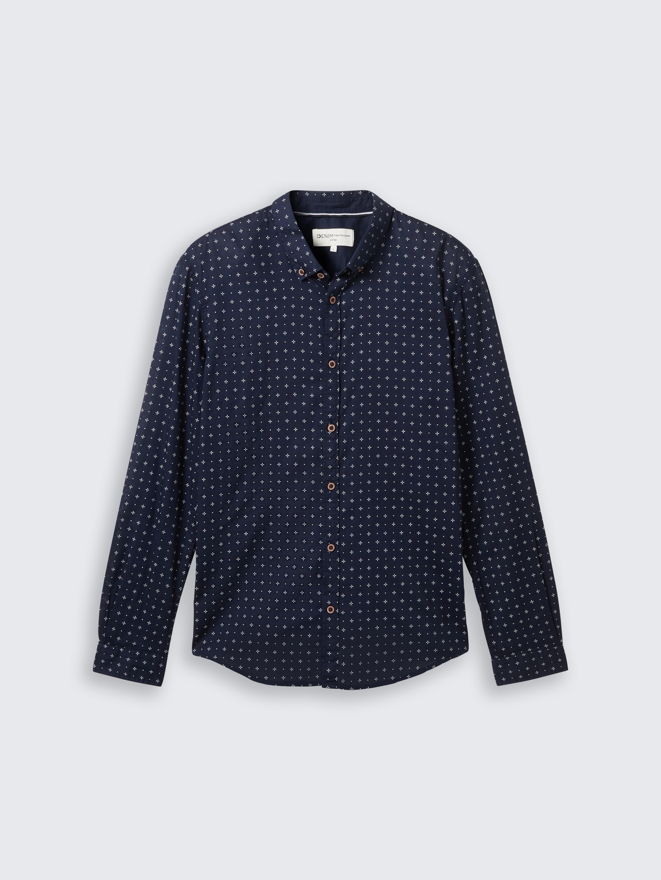 Slim fit cotton shirt - blue_minimal_aop - 