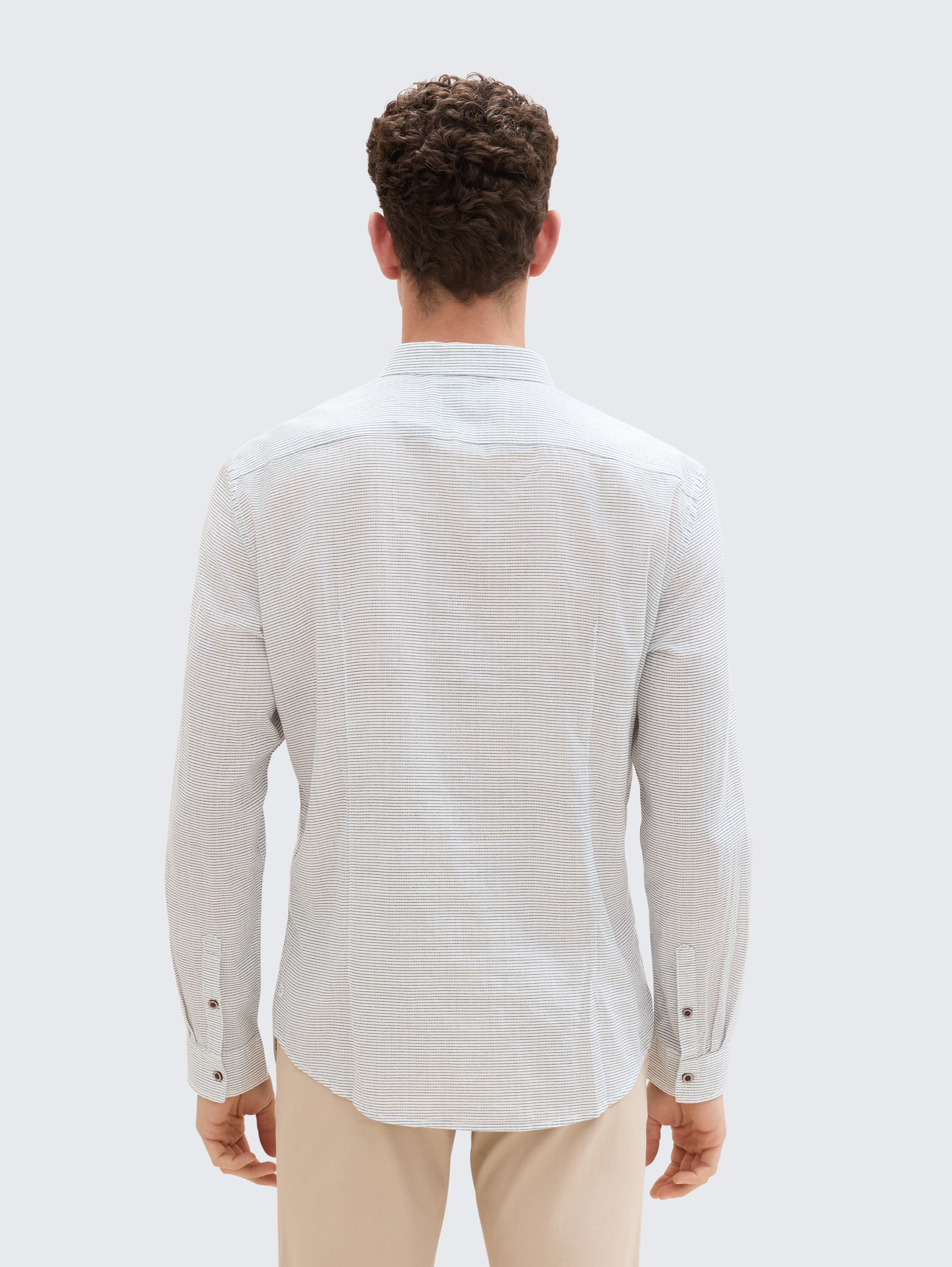 Slim fit overhemd van katoen - white_striped_aop - 