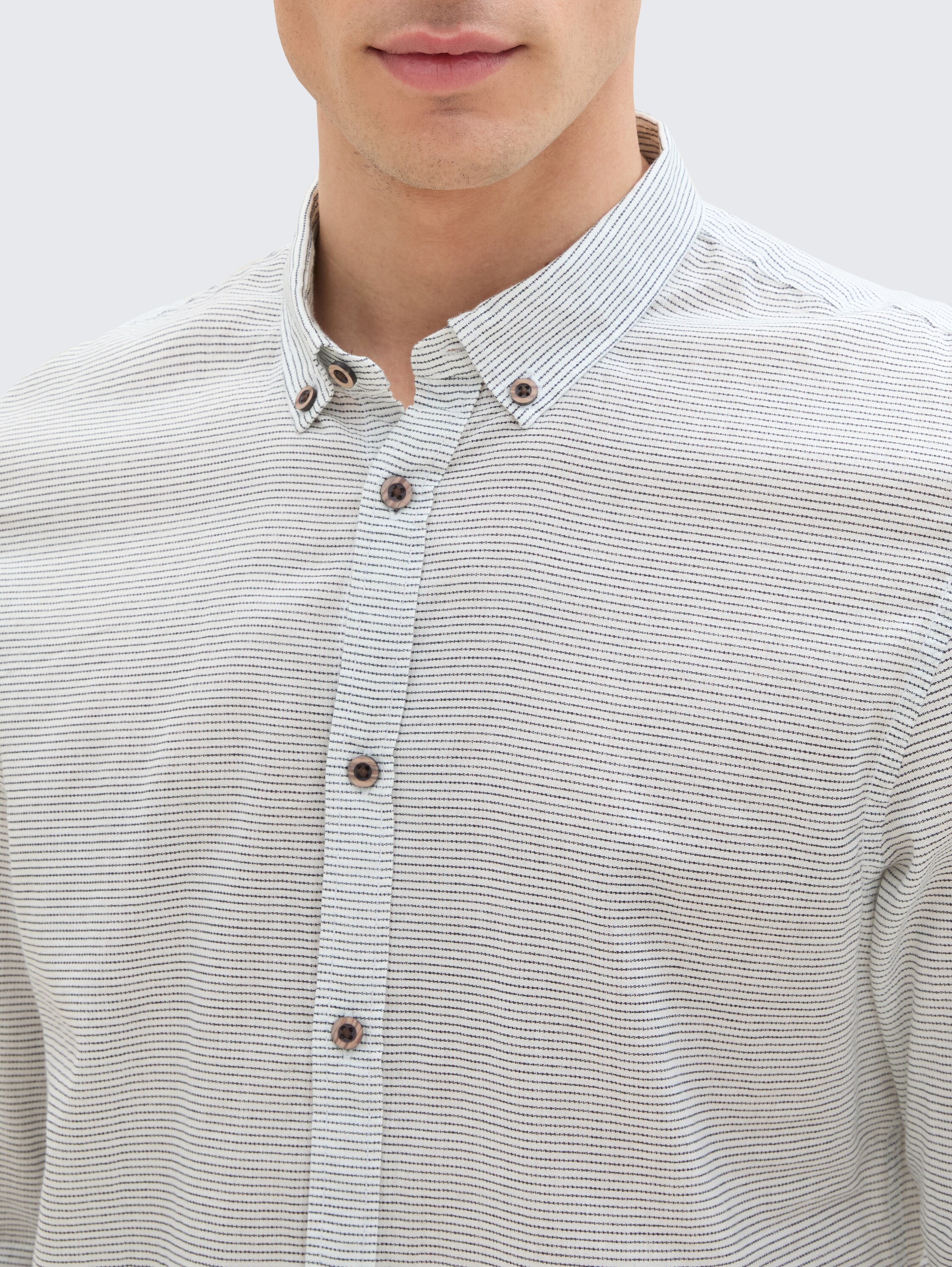 Slim fit overhemd van katoen - white_striped_aop - 
