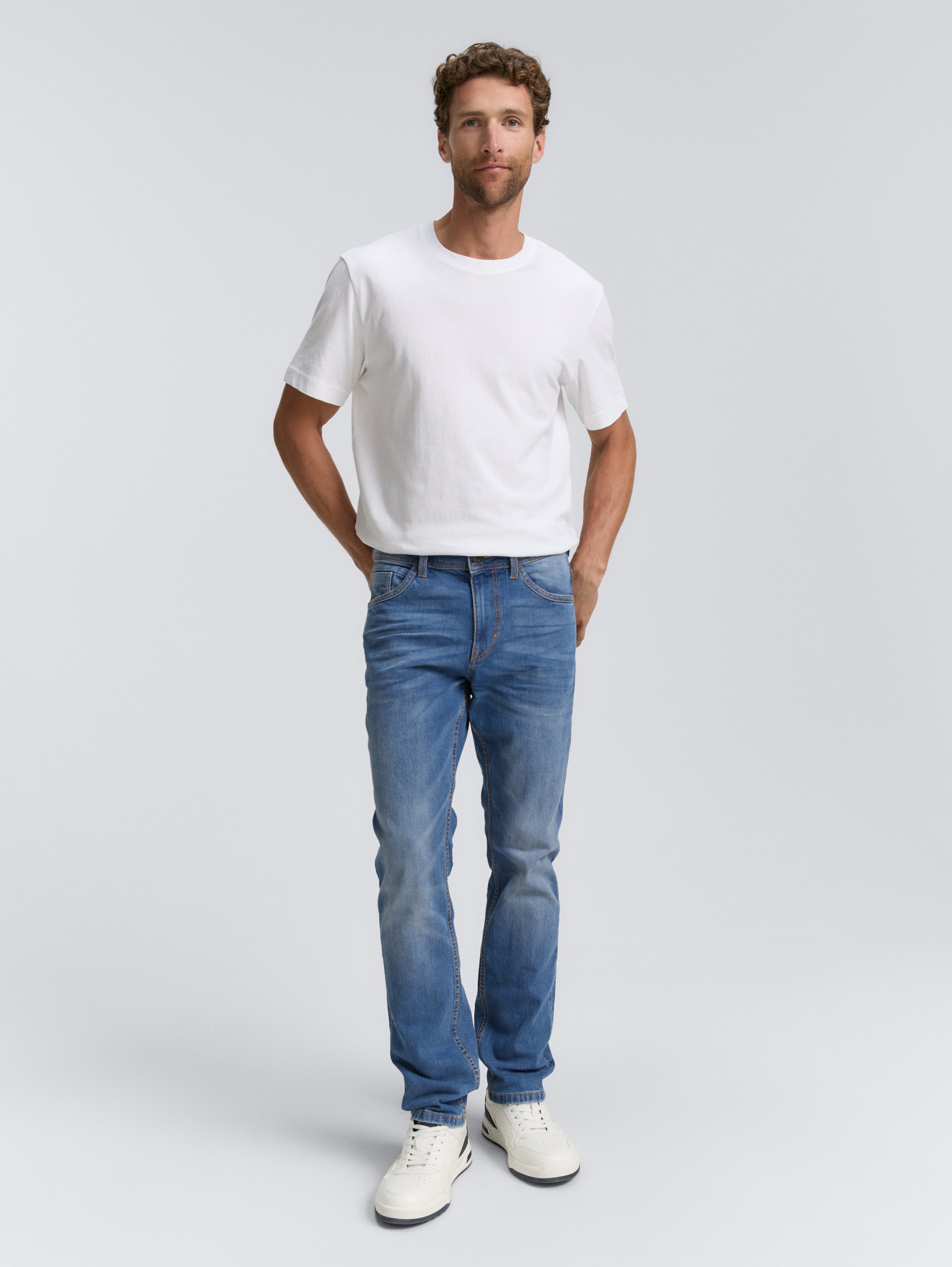 TTJOSH REGULAR SLIM Jeans - Used Mid Stone Blue Denim - Vue de face du modèle