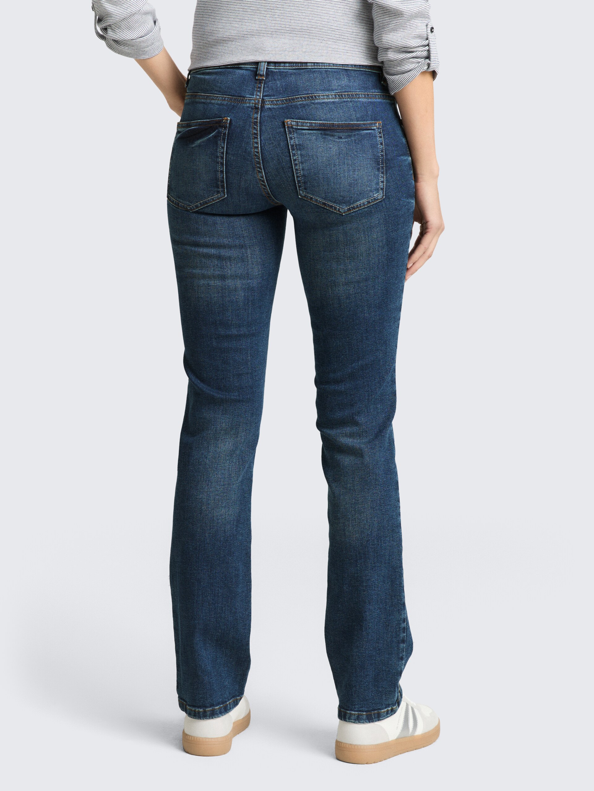 TTALEXA STRAIGHT Jeans - mid stone wash denim - Neckline model-back view