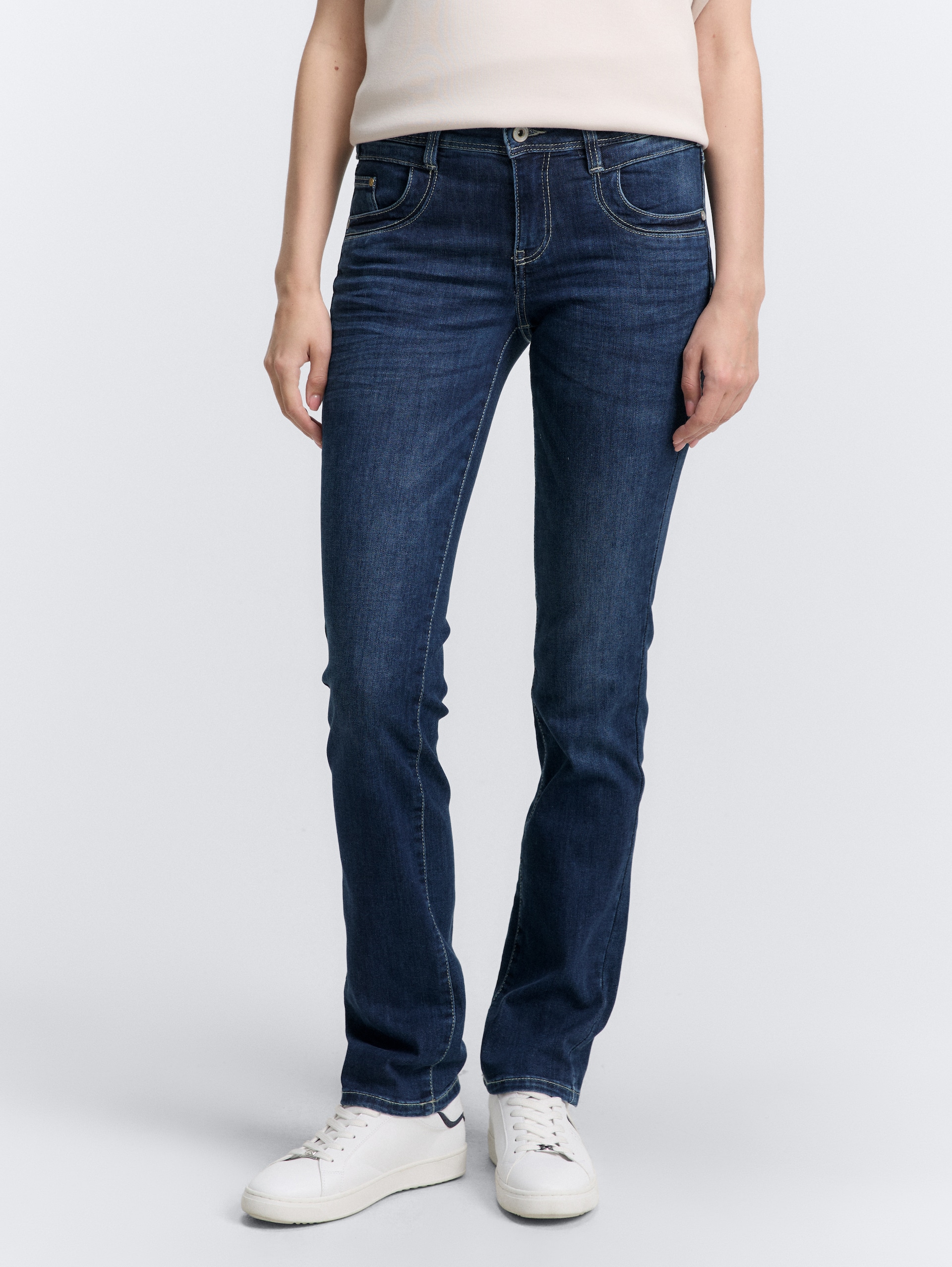TTALEXA STRAIGHT Jeans - dark stone wash denim - Nek model vooraanzicht