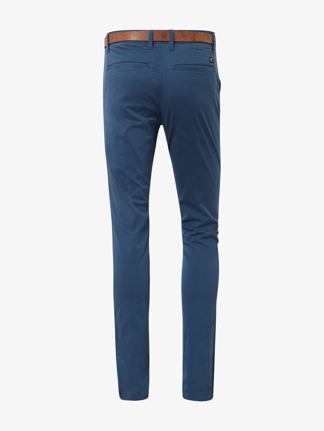 Slim-fit chinos with belt - Dark Duck Blue