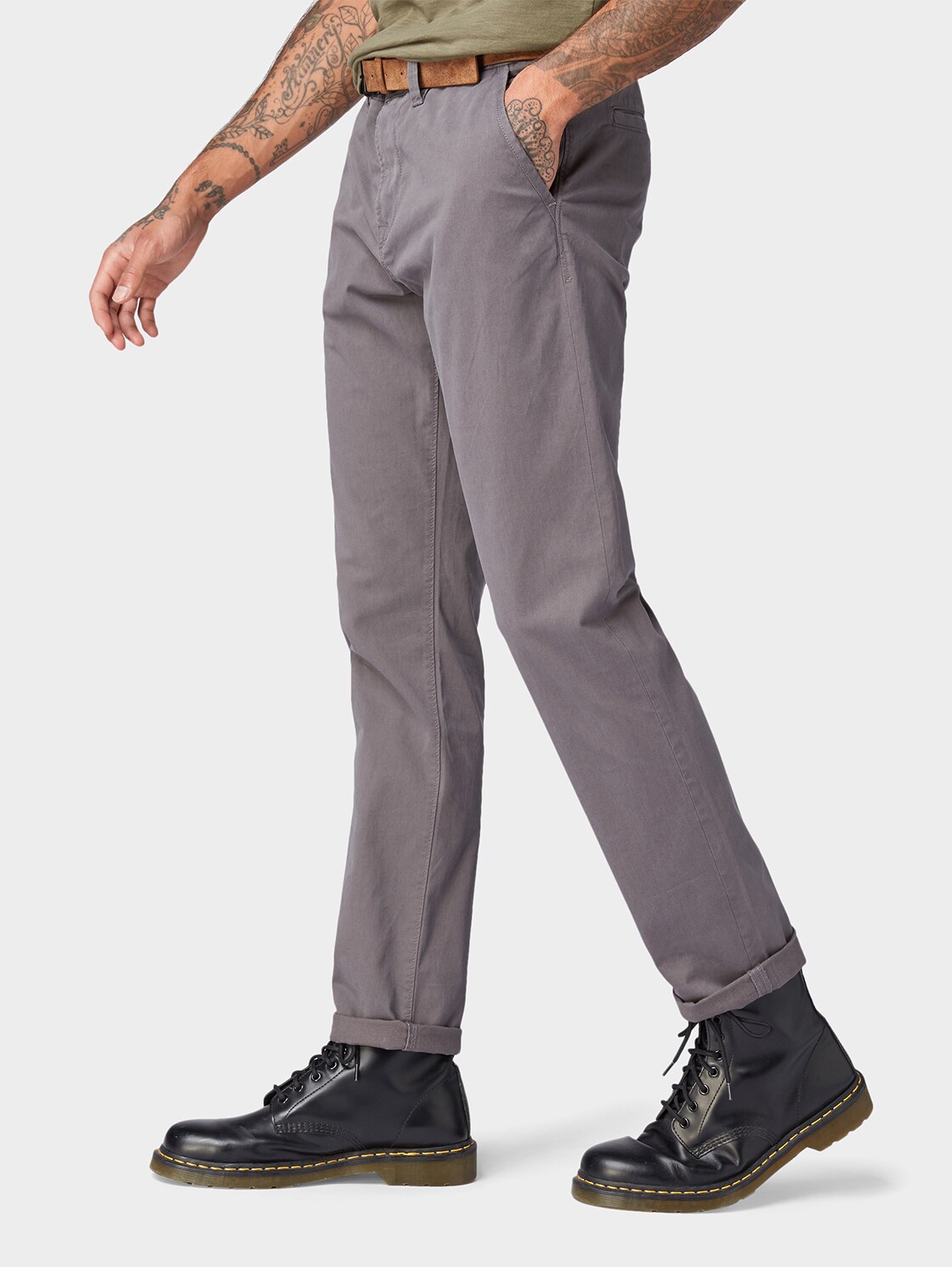 Slim Chino Hose mit Gürtel - Eiffel Tower