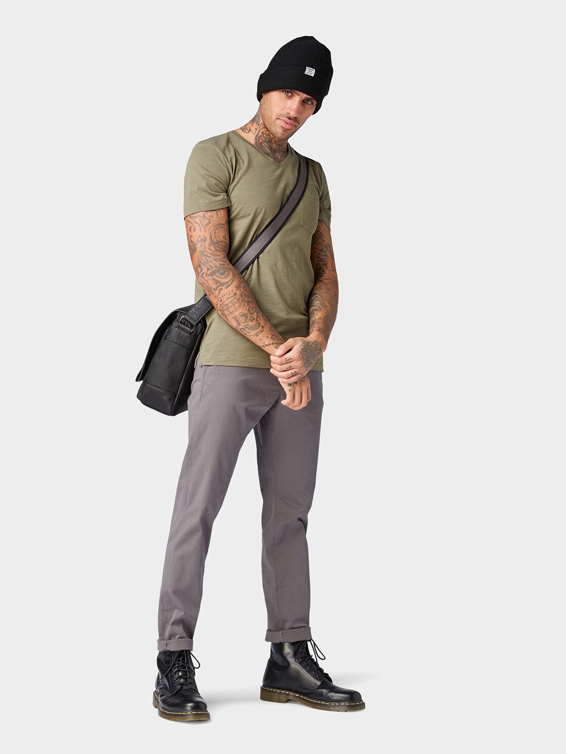 Slim Chino Hose mit Gürtel - Eiffel Tower