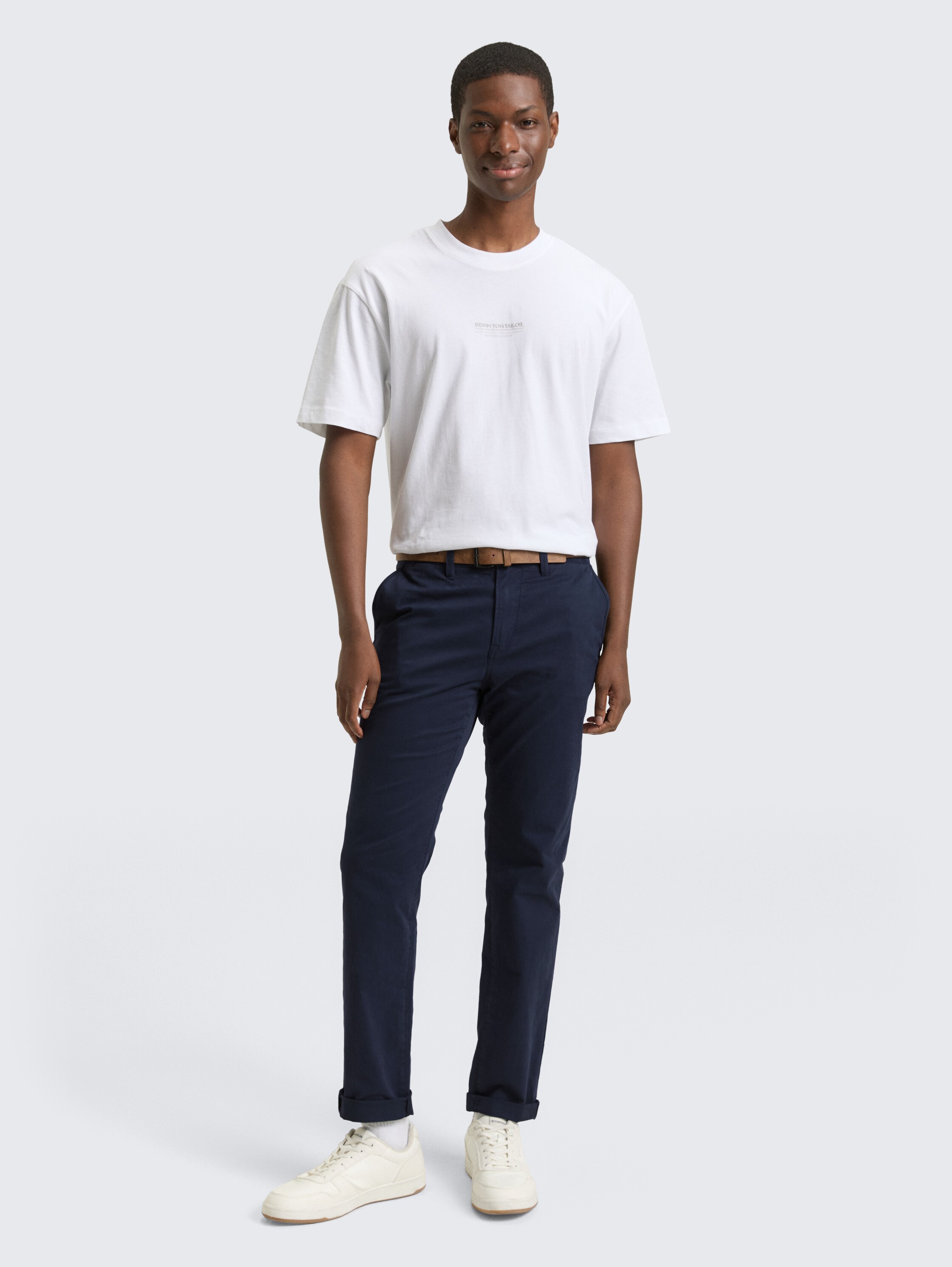 Slim Fit Chino Hose mit Gürtel - sky_captain_blue_1 - 