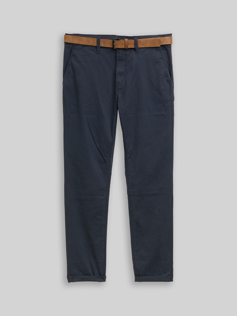 Slim-fit chino met riem door Denim Male, sky captain blue