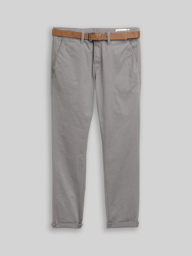 Chino Hose mit Gürtel von Denim Male, Castlerock Grey