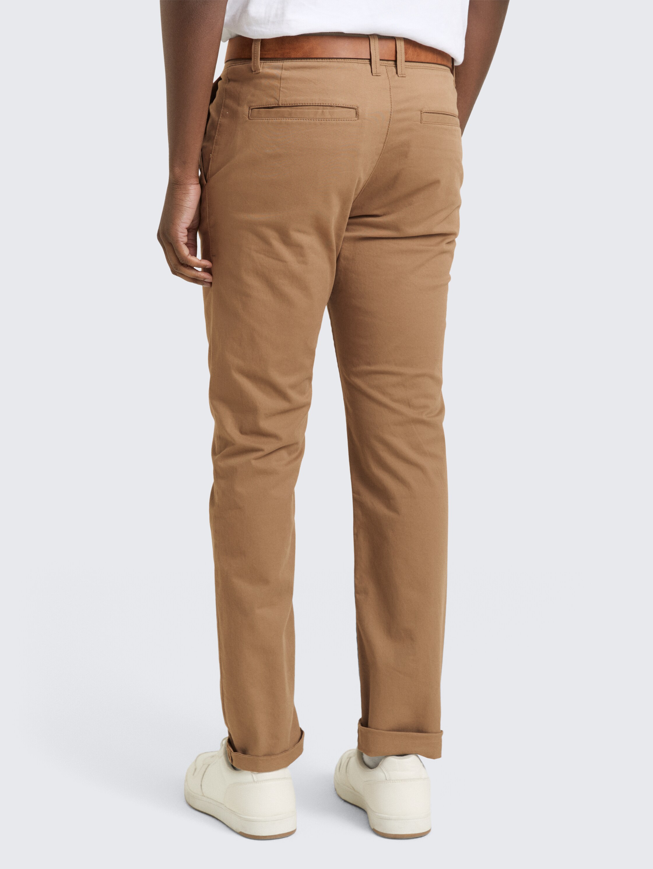 Chino broek met riem - honey_camel_beige - 