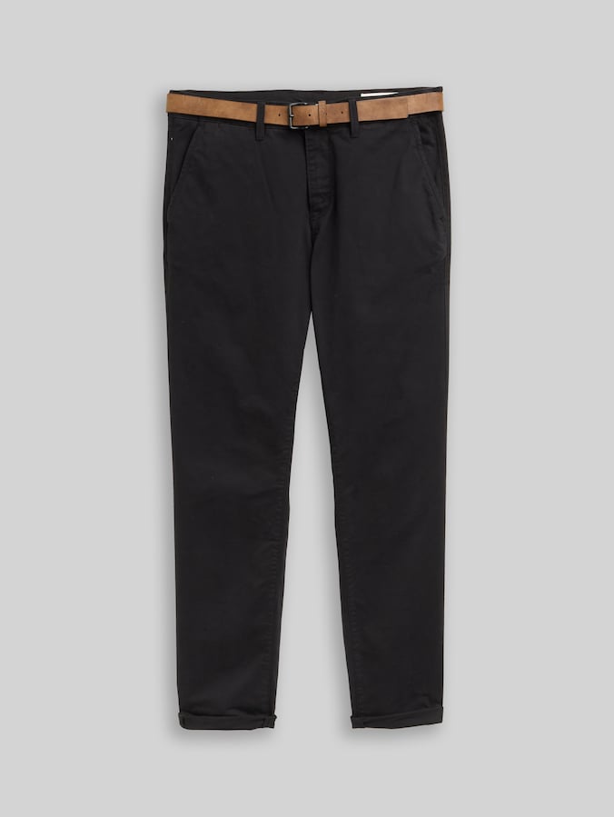 Slim Chino Hose mit Gürtel von Denim Male, Black