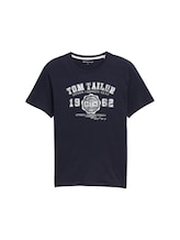 Ausgewählt, T-Shirt mit Logo-Print von Tom Tailor, blau