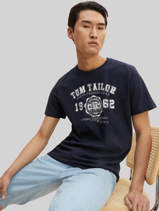 T-Shirt mit Logo-Print von Men, Knitted Navy