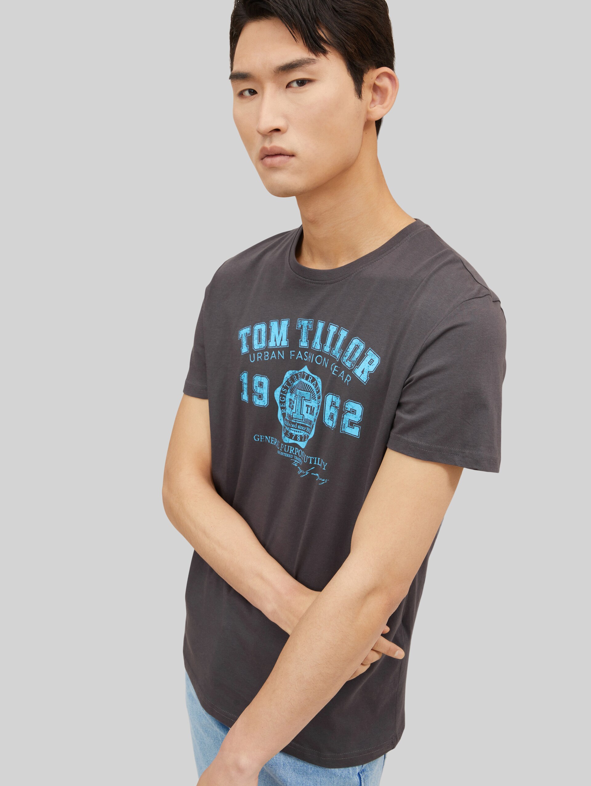 T-Shirt mit Logo-Print - Tarmac Grey
