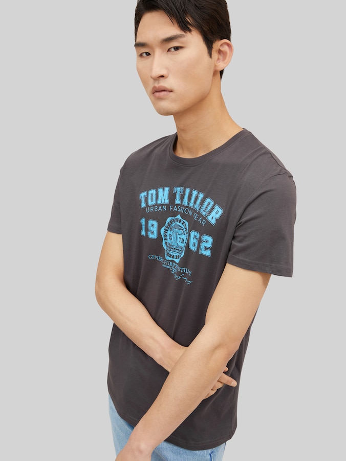 T-shirt met logoprint door Men, Tarmac Grey