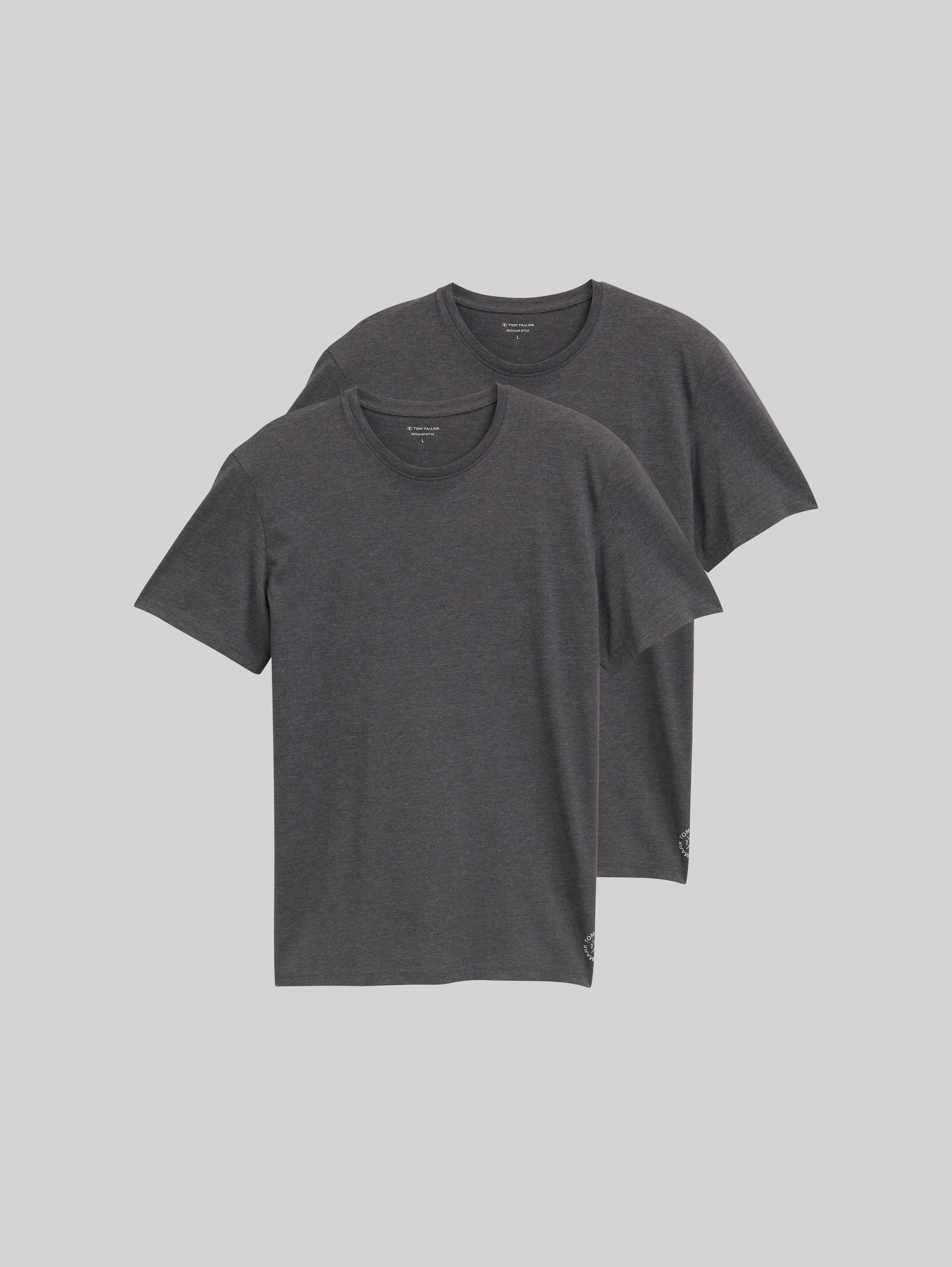 Basic T-shirt in een set van 2 - Dark Grey Melange - Product vooraanzicht