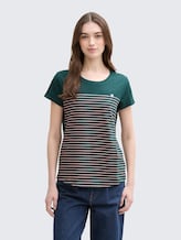 T-shirt rayé - green rose stripe - Découpe Vue de face du modèle