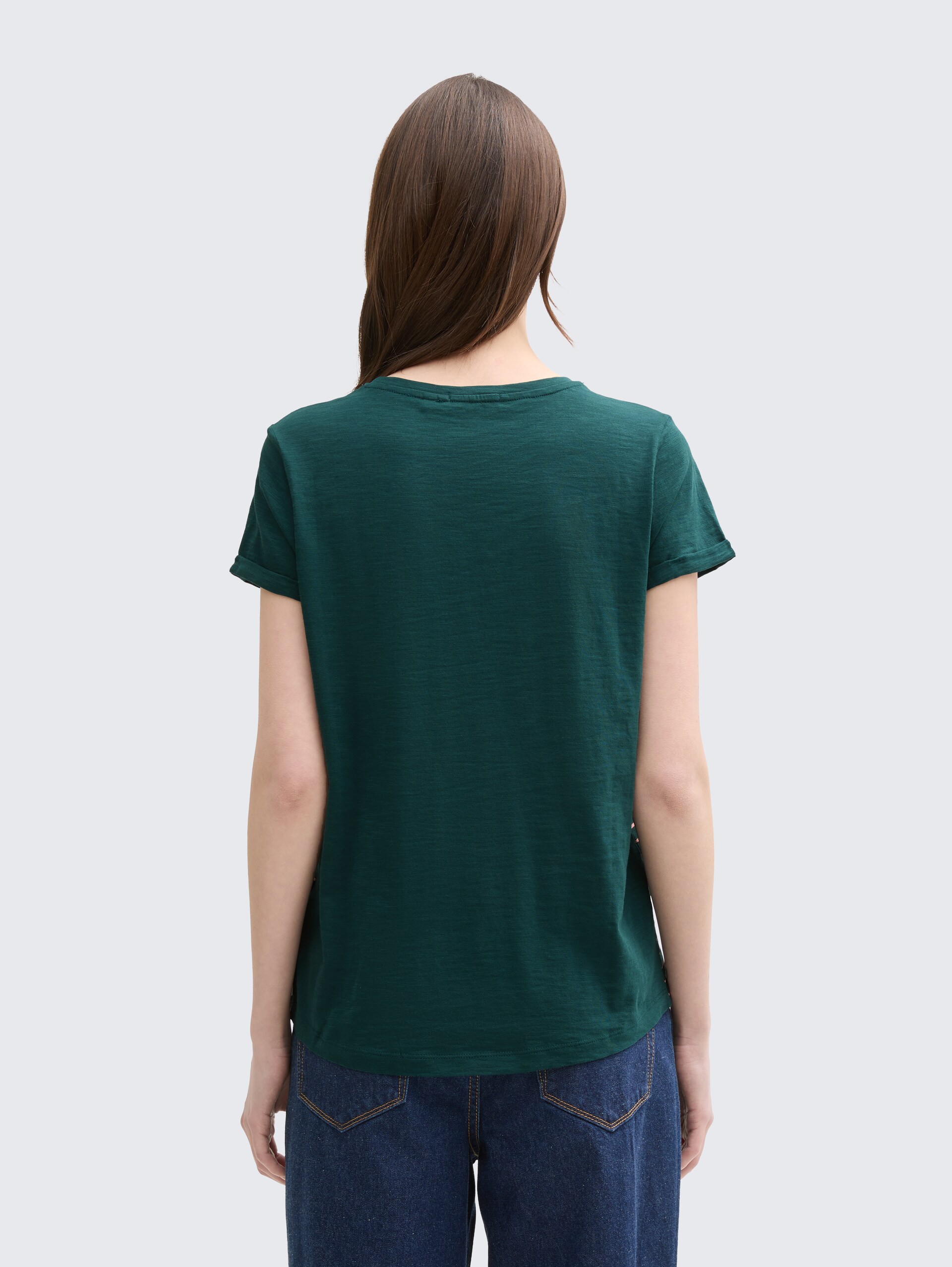 Gestreiftes T-Shirt - green rose stripe - Auschnitt Model-Rückansicht