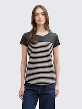 T-shirt rayé - dark grey rose stripe - Découpe Vue de face du modèle