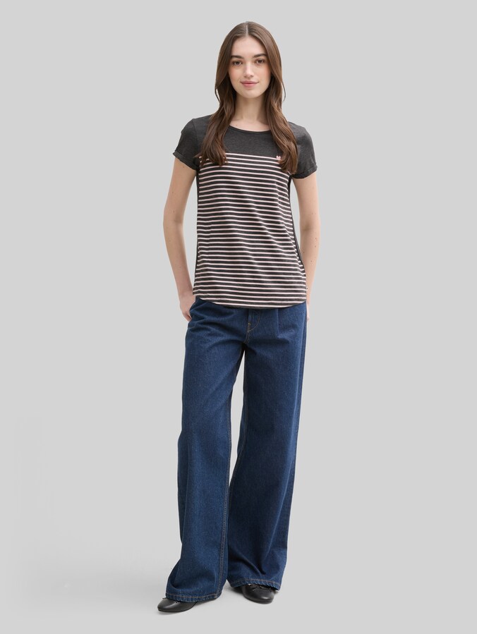 Gestreiftes T-Shirt von Denim Female, dark grey rose stripe